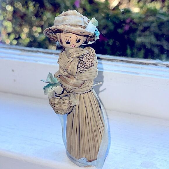 2 vintage small handcrafted dolls/ cornhusk & straw - Picture 5 of 7